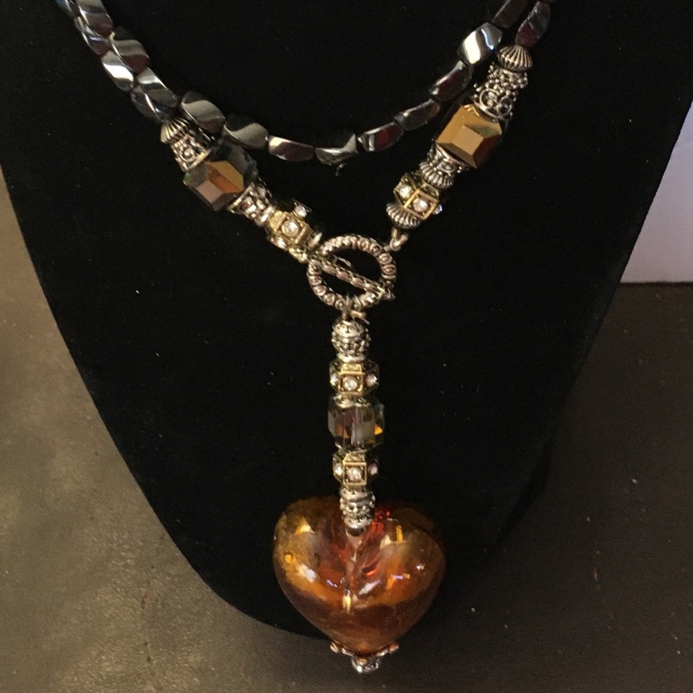 Hand Made Venetian Glass Heart Necklace
